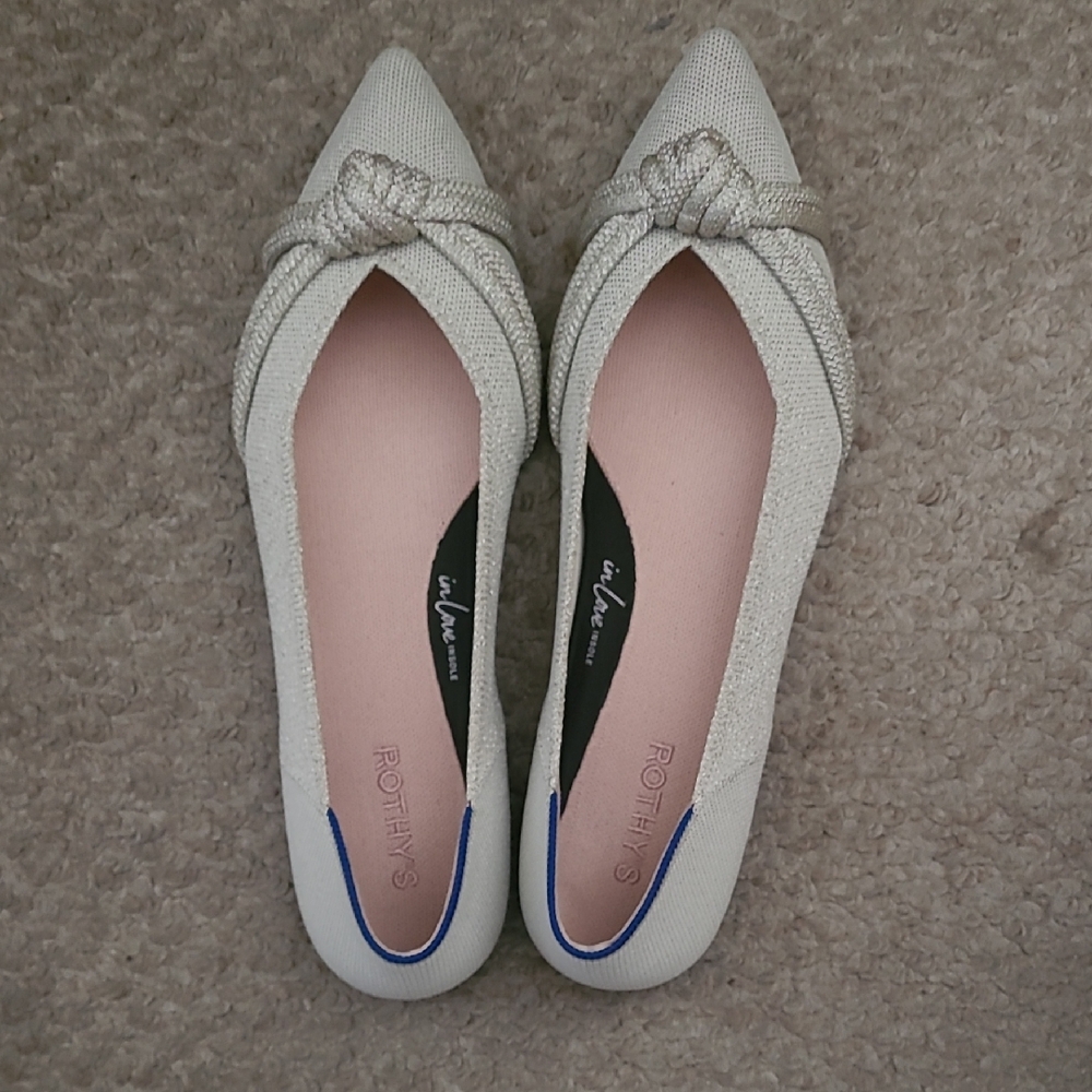 Rothys Diamond Metallic Point II Knot Flats In Women Size 13